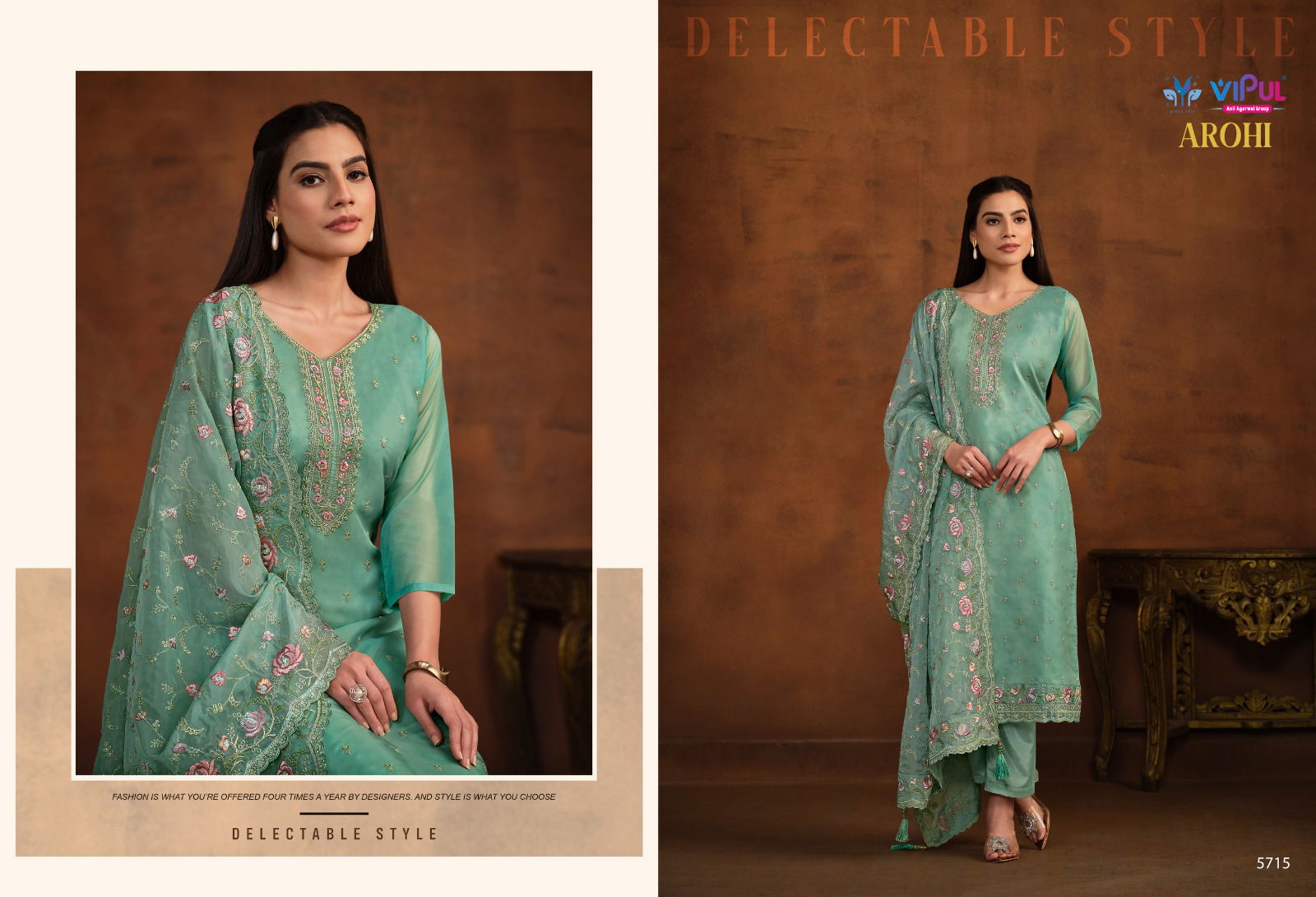 Arohi By Vipul Organza Embroidery Salwar Kameez Wholesale Price In Surat